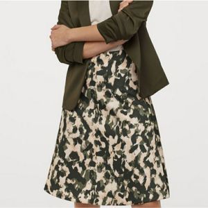 H&M A LINE DARK OLIVE,BEIGE AND BLACK PRINTED SKIRT